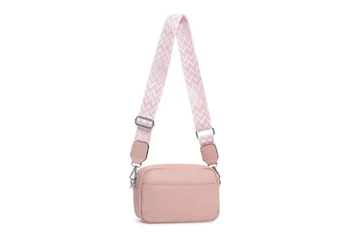 ITALYSHOP24 Schultertasche Damen - Kleine Umhängetasche mit Muster Gurt - Schultertaschen mit verstellbarem, abnehmbarem Gurt, ideal für unterwegs. Leicht und praktisch mit Platz für Handy und Geldbörse.