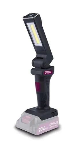 Scheppach Gomag Akku-Arbeitsleuchte GO-AL20 | Lichtstrom 300 lm | 8 Stunden Leuchtdauer | Um 270° drehbarer sowie um 180° schwenkbarer und in 6 Stufen einstellbarer Leuchtenkopf