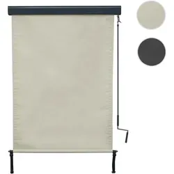 Vertikalmarkise HWC-F42, UV-Schutz 50, Creme-beige - Markise für Balkon oder Fenster, wasserfest und mit UV-Schutz, ideal für sonnige Tage. TÜV Rheinland-geprüfte Qualität, einfache Montage.