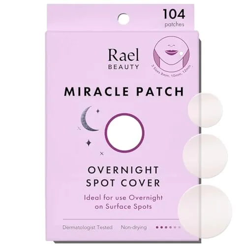 Rael Miracle Anti Pickel Patch über Nacht - Korean Skincare, Pimple Patches für das Gesicht, Extra Starke Haftkraft, Hydrokolloid Akne Pflaster, Vegan, Tierversuchsfrei, 3 Größen (104 Stück)