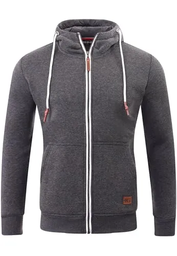 Reslad Sweatjacke Herren Kapuzenpullover | Hoodie Männer Zipper Pullover mit Kapuze Bequeme Baumwolle RS-1006 Anthrazit XL