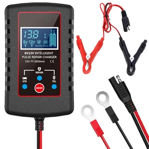 Autobatterie Ladegerät, Batterie Ladegerät Auto 6V 12V, Batterieladegerät Auto Vollautomatisches Intelligentes, Autobatterie und Motorradbatterieladegerät für Autos, Motorräder, Pkw, LKW