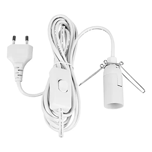 ADAKAT Pendelleuchte, E14, 3,5m, Schalter, Weiß, Metall, E14-Sockel