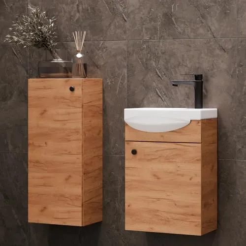 Planetmöbel Badmöbel Set mit Waschtisch und Midischrank von Planetmöbel