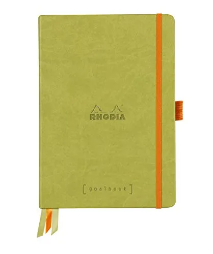 Rhodiarama Goalbook A5 - Anisgrün, 120 Blatt - Belletristik, hochwertiges Goalbook mit festem Einband und punktkarierten Seiten für kreative Planungen und Notizen.