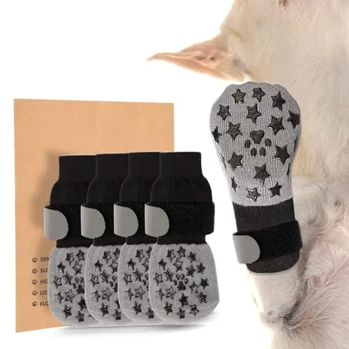 VINATO Hundesocken mit Anti-Rutsch-Sohle, Pfotenschutz für Mittelgroße & Große Hunde, Senioren, Atmungsaktive Socken mit Reflektorstreifen für Outdoor-Aktivitäten, heißem Asphalt, Größe M