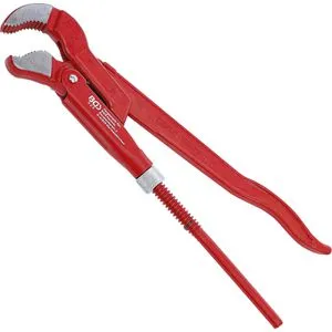 BGS-technic Eckrohrzange 1 Zoll, 320mm - Robuste Eckrohrzange mit 3-Punkt-Haftung für sicheren Halt. Ideal für präzise Arbeiten, dank polierter und gehärteter Backen. Maße: 1 Zoll, Länge 320 mm.