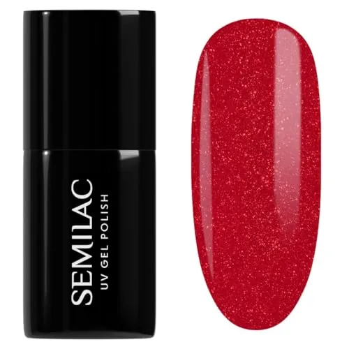 Semilac UV Nagellack 025 Glitter Red 7ml Kollektion Hottie