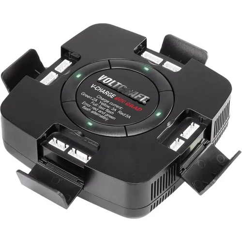 Voltcraft 1590606 LiPo/LiIon Ladegerät V-Charge Eco Quad - Ladegerät für bis zu 4 Akkus gleichzeitig, ideal für Hobby- und Profianwender, unterstützt LiPo und LiIon Chemie.
