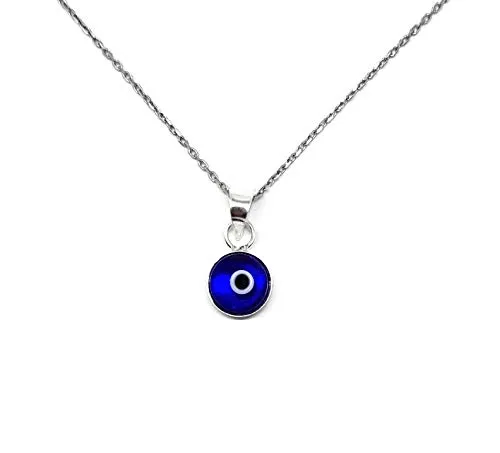 MYSTIC JEWELS By Dalia Halskette böses Auge aus blauem Kristall für das Glück – Sterling-Silber 925 – Kette 40 bis 45 cm Länge – Geschenk zum Schutz vor bösen Augen