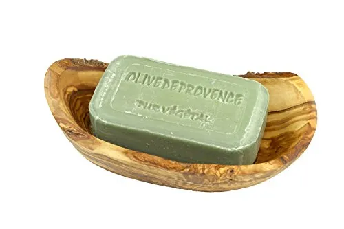 D.O.M.® Seifenschale Rustikal aus Olivenholz mit handgemachter pflanzlicher Seife Olive