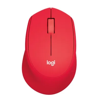 Logitech M330 Silent Plus - Kabellose rote Maus, extrem leise für konzentriertes Arbeiten in Ruhe, ergonomisches Design für Rechtshänder