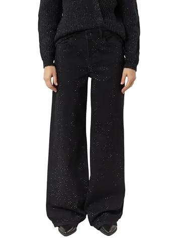 comma Weite Jeans mit Schmucksteinen - Stylische Wide-Leg-Jeans aus elastischem Denim, die Komfort und Glamour vereint. Funkelnde Schmucksteine setzen Akzente und die ausgestellte Silhouette sorgt für einen eleganten Look. Perfekt für jeden Anlass!