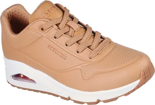 Skechers Damen Sneakers Tan 40 EU - Damen-Sneaker mit luftgekühlter Memory Foam-Einlegesohle und flexibler Gummi-Laufsohle für optimalen Komfort und Unterstützung.