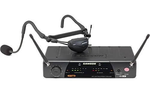 SAMSON Airline 77 Fitness Headset E1 – True-Diversity UHF Funkmikrofon für Fitness-Instruktoren, schweißresistenter Kondensatormikrofon-Sender, bis 90 m Reichweite, XLR/6,3 mm-Ausgang