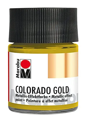 Marabu 12640005793 - Metallic Effektfarbe, Colorado Gold antik gold 50 ml, auf Wasserbasis, lichtecht, wetterfest, schnell trocknend, zum Pinseln und Tupfen auf saugenden Untergründen