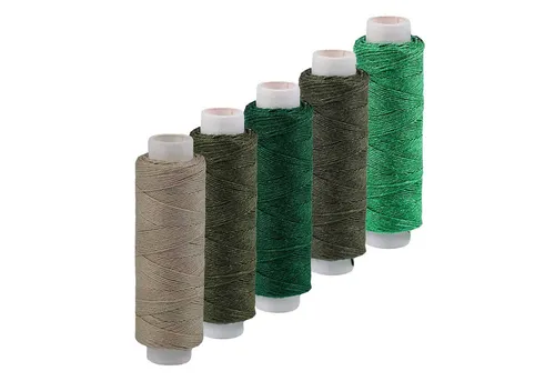 maDDma 5x50m Leinen Garn Leinenzwirn Flachs Nähfaden robust Zwirn, 250 m (5er-Pack), Grüntöne