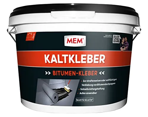 MEM Kaltkleber 3 kg - Lösemittelfrei für Bitumendachpappen - Kontaktkleber für die Verklebung und Reparatur von Bitumendachpappen, mit schneller Anfangshaftung und umweltfreundlich, ideal für Dächer mit max. 5° Neigung.