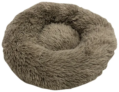 Nobby 62810 Kuschelbett Donut Classic ESLA braun - Hundebett aus braunem Mikrofaser Longplüsch, gefüllt mit Watte und Anti-Rutsch-Noppen – perfekt für einen gemütlichen Schlafplatz Ihres Hundes.