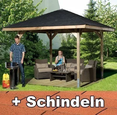 Weka Pavillon Gartenoase 651 A Gr. 2 Sparset 480 cm x 480 cm - Gartenlauben & Holz-Pavillons mit stabilen 19 mm Massivholzdach, ideal zum Entspannen und Relaxen im Garten. Kesseldruckimprägniertes Holz sorgt für Witterungsschutz.