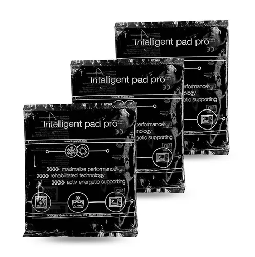 Sportyfits® Kalt-Warm-Kompresse Kühlpad Gelkissen schwarz für Kühlbox Kühlschrank Kühltasche, 3er Set 3-tlg., 3x 15cm x 15cm, Mikrowelle geeignet / Wiederverwendbar