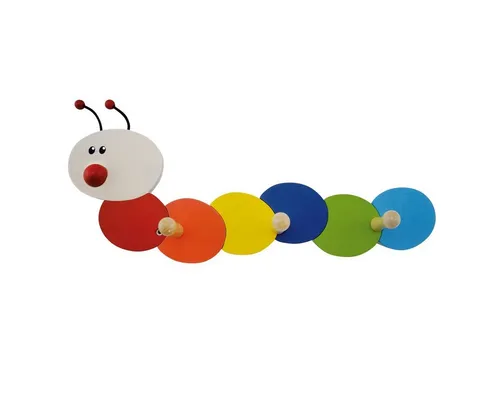 BIECO Garderobenhaken Bieco Garderobe Kinder Raupe Kindergarderobe Holz mit Kleiderhaken