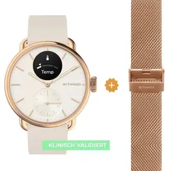 WITHINGS - SCANWATCH 2 - rosegold weiß silicon / 38mm + Gratis Armband Milanaise roségold