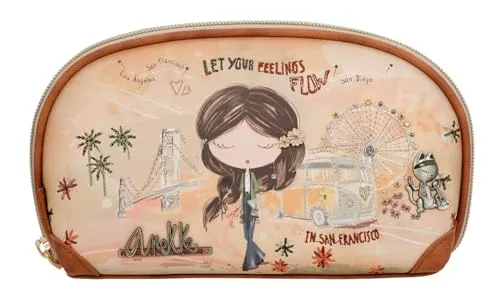 Anekke Peace & Love RFID Holdall Bag Camel - Damen-Geldbörsen mit RFID-Schutz, außergewöhnlichem Design und vielen Fächern für optimale Organisation im Alltag.