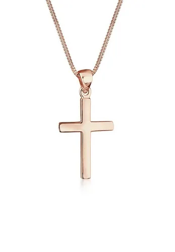 Elli Kette mit Anhänger Kreuz Symbol Religion 925 Silber - Ketten mit Anhänger, dezente Kreuz-Kette aus 925 Silber, ideal als modisches Statement und perfektes Geschenk für religiöse Feste.