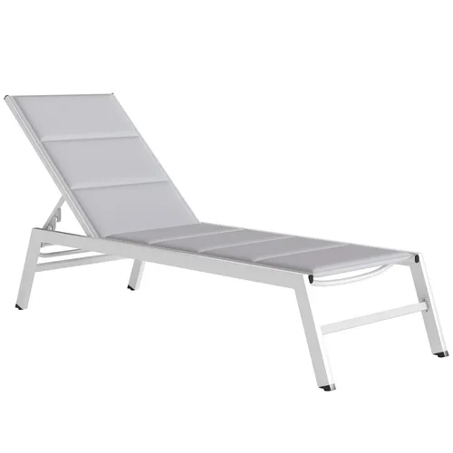 Sonnenliege Atmungsaktive Gartenliege mit 6-fach verstellbarer Rückenlehne - Moderne Gartenliege in Hellgrau, rostbeständig und wetterfest. Verstellbare Rückenlehne für optimalen Komfort. Ideal für entspannte Stunden im Freien.