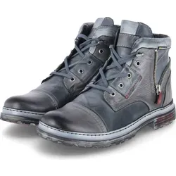 KRISBUT Herren Stiefel mit Warmfutter - Gr. 46 - Herren-Stiefel aus robustem Echtleder, ideal für kalte Tage dank warmem Futter und zusätzlichem Reißverschluss für einfachen Einstieg.