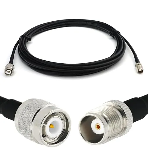 RANGEFUL 7m TNC Stecker auf TNC Buchse RG58 Koaxialkabel — TNC Verlängerungskabel 7 Meter Jumper Kabel (50 Ohm) — Schwarz Antennenkabel für HAM Radio CB Funk WIFI Antenne