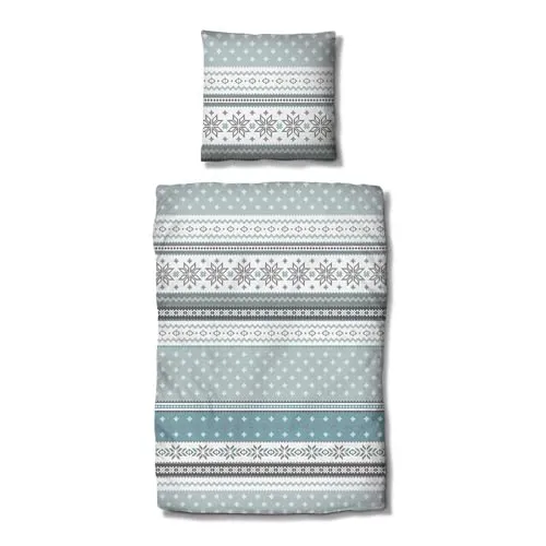 Traumschlaf Basic Biber Bettwäsche Schneeflocken blau - Bettwäsche-Sets aus kuscheligem Biber, ideal für den Winter – temperaturausgleichend und hautsympathisch, sorgt für wohlige Wärme in kalten Nächten.