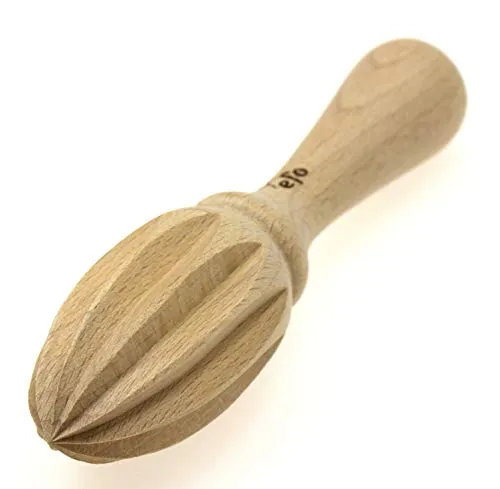 EFO Zitronenpresse Holz 15 cm | Zitruspresse manuell mit stabilem Griff aus natürlichem Buchenholz | Zitronen Handpresse für frischen Saft beim Kochen und Backen | Saftpresse Manuell Holz