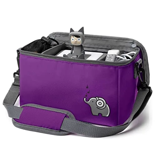 fantifant Musikbox Tasche für Tigerbox oder Toniebox Tasche für Box und Figuren – Flexible Innenfächer - Netzbeutel für Tigercards, Tonies oder Tonie Play Controller – seepferdchenlila