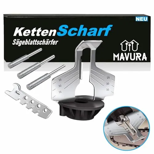 KettenScharf Sägeblattschärfgerät Kettenschärfer Kettensägen, (schärfer Set Kettenschärfgerät Kettensägenschärfer), Sägeketten Schärfgerät Kettensäge Kettenschärfen Aufsatz