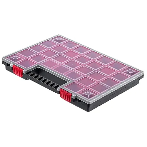 KADAX Organizer, Werkzeugkasten aus Kunststoff, Kleinteilmagazin mit transparentem Deckel, Kleinteilemagazin in verschiedenen Größen, Sortimentskasten (40x30cm / 1 Stück)