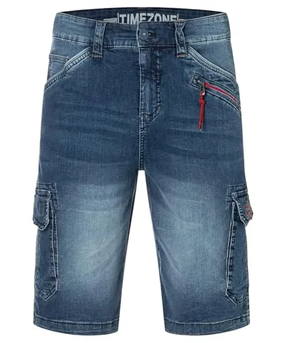 Timezone Herren Cargo Jeans Shorts RYKERTZ Navy Blue Wash von TIMEZONE