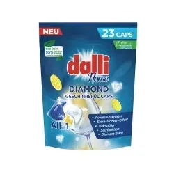 Dalli Home Diamond Geschirrspül Caps All in 1 - 23 Tabs mit Dreikammer-Design - Geschirrspülmittel mit innovativem Dreikammer-Kapsel-Design für perfekte Reinigung und Diamant-Glanz. Kein Vorspülen nötig, ideal für strahlend sauberes Geschirr!