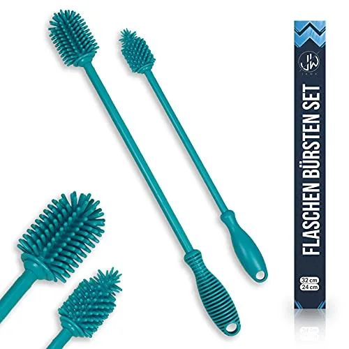 JAWAonline Spülbürsten Set - Flexible Flaschenreiniger für mühelose Reinigung - Bürsten für Babyflaschen, flexibel und schonend mit hochwertigem Silikon, ideal für schwer zugängliche Flascheninneres.