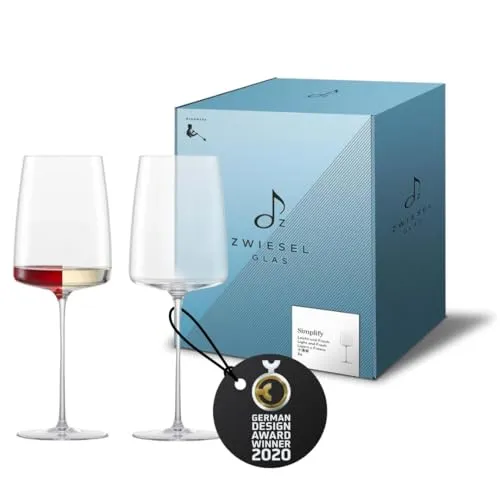 ZWIESEL GLAS Serie SIMPLIFY Weinglas 2 Stück, 382 ml - Hochwertige Gläser aus mundgeblasenem TRITAN® Kristallglas, ideal für frische Rot-, Weiß- und Roséweine. Ausgezeichnet mit dem iF Design Award 2018, perfekt für Weinliebhaber!