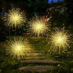 LED Solarleuchte LED Solarleuchte Solarlampen Garten 120 LED Feuerwerk Solarleuchten gartendeko, solarlampen für außen, Warmweiß,  8 Modi mit Er...