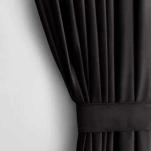 AmeliaHome Velvet Optik Vorhang Schwarz 270x140 cm mit Raffhalter - Schiebevorhang in elegantem Samt-Look, ideal zur Regulierung des Lichts mit bis zu 77% Verdunkelung – perfekt für jedes Wohnambiente.