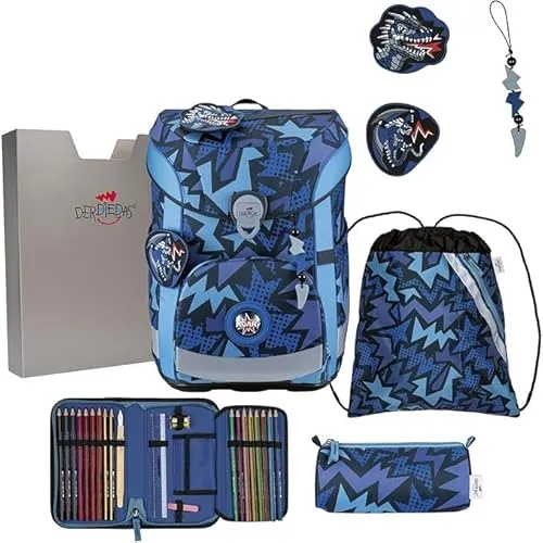 DerDieDas ErgoFlex Light Dark Dragon Schulrucksack Set 5tlg.