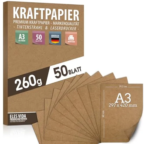 Blatt Kraftpapier A3 Set in braun von ELES VIDA