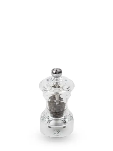 Peugeot Bistro Pfeffermühle 10cm - Küchenhelfer mit elegantem Originaldesign von Peugeot, aus transparentem Acryl und mit einstellbarem Mahlgrad für vielseitigen Einsatz.