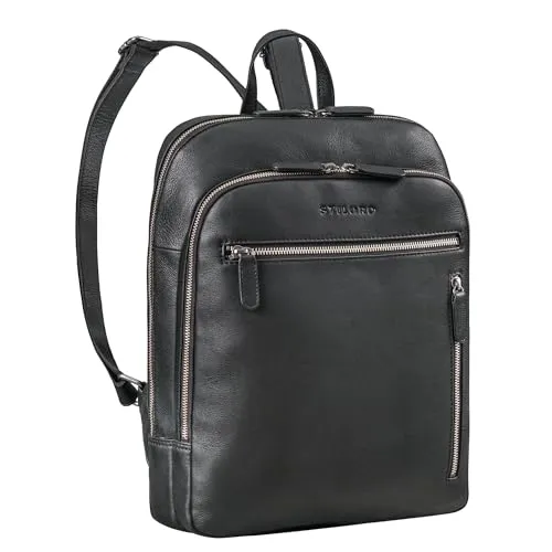 STILORD 'July' Eleganter Lederrucksack für Damen - Stylischer Cityrucksack aus echtem Leder, ideal für Laptops bis 13,3 Zoll. Verstellbare Schultergurte und Trolleyhalterung für maximalen Komfort unterwegs.