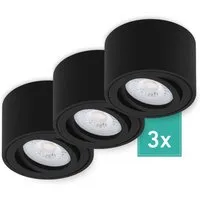 Oktaplex 3er Set Aufbaustrahler Lile S inkl. LED-Module 3-Step Dimmbar Warmweiß 3000K 230V Aluminium Schwarz