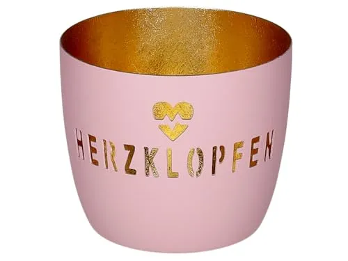 Giftcompany Madras Windlicht M Herzklopfen rosa/Gold 8,5cm in pink von GIFTCOMPANY