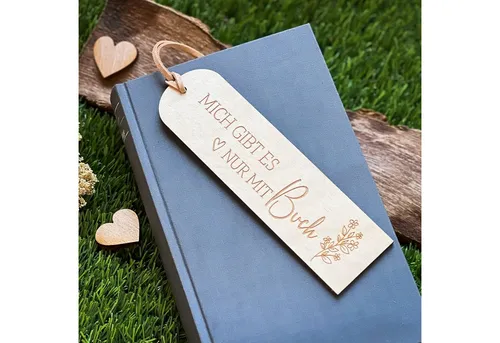 Spruchreif® Lesezeichen Lesezeichen aus Holz mit Gravur und Lederband, Hölzernes Lesezeichen
